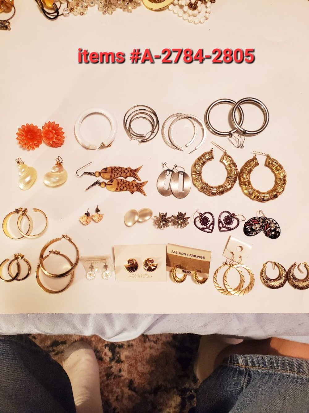 22 Pair of Pierced Earrings, items # A -2784-2805, .  wt.  152 grams.